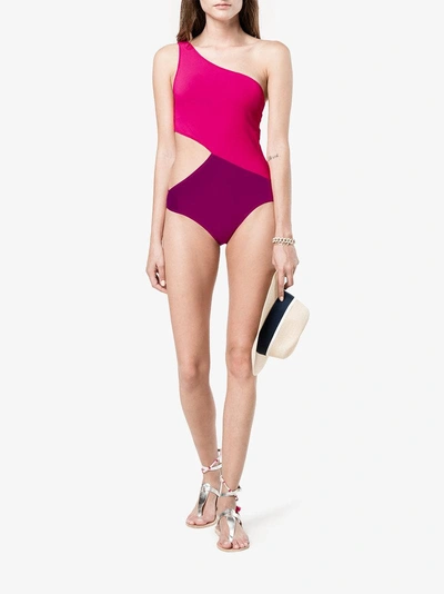 Shop Araks Elmar Colour Block Swimsuit In Pink&purple