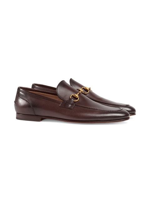 gucci jordaan leather loafer brown