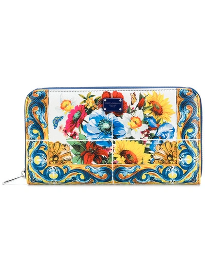 Dolce & Gabbana Printed Textured-leather Continental Wallet In Multicolour