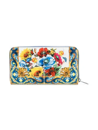Shop Dolce & Gabbana Tile Printed Wallet - Multicolour