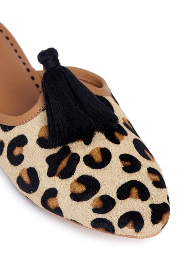 Shop Figue 'audrey' Leopard Print Calfhair Slides