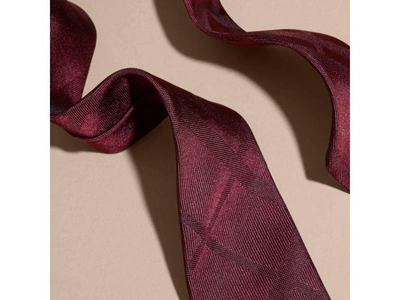 Shop Burberry Slim Cut Striped Silk Tie In Rose Pink