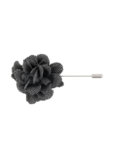Lanvin Patterned Flower Brooch In Black