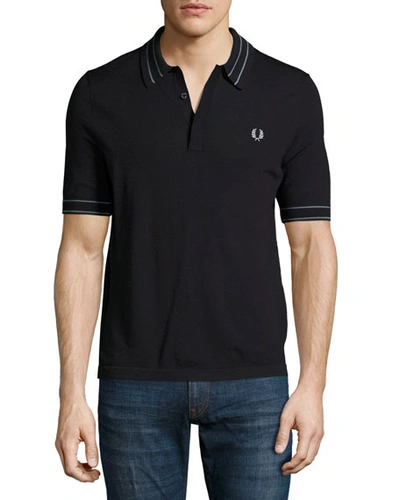 Fred Perry Tramline Tipped Piqué Polo Shirt, Navy