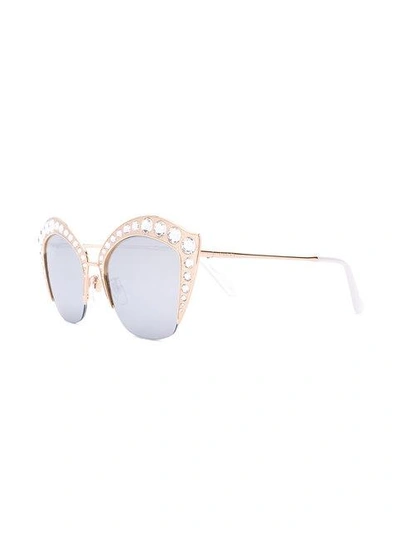 Shop Gucci Cat Eye Sunglasses In Neutrals