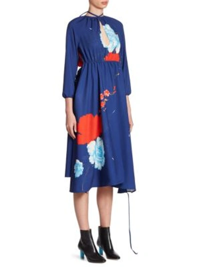 Shop Vetements Floral-print Dress In Blue Flower