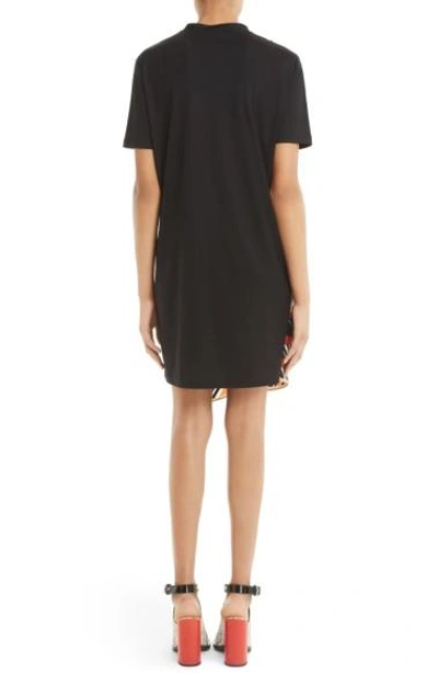 Shop Carven Print Cotton & Silk T-shirt Dress In Noir/ Orange/ Rouge