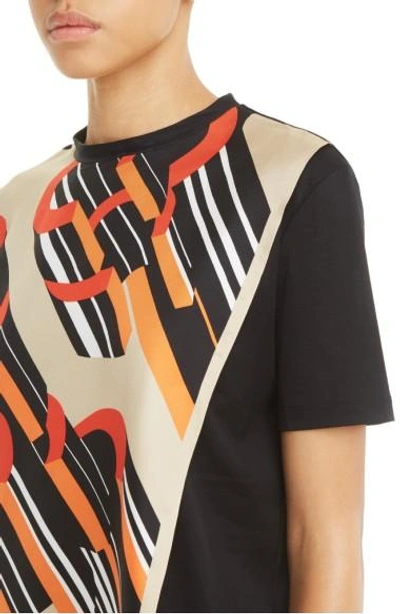 Shop Carven Print Cotton & Silk T-shirt Dress In Noir/ Orange/ Rouge