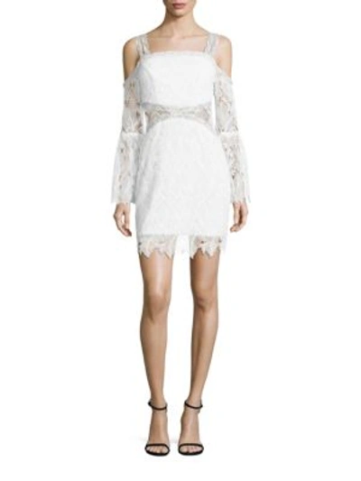 Three Floor Angelic Cold-shoulder Lace Dress In Off White