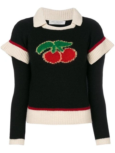 Shop Philosophy Di Lorenzo Serafini Cherry Embroidered Sweater