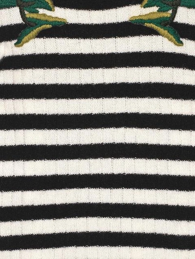 Shop Gucci Embroidered Merino Cashmere Knit Top In 1099 Black/ivoire/multico