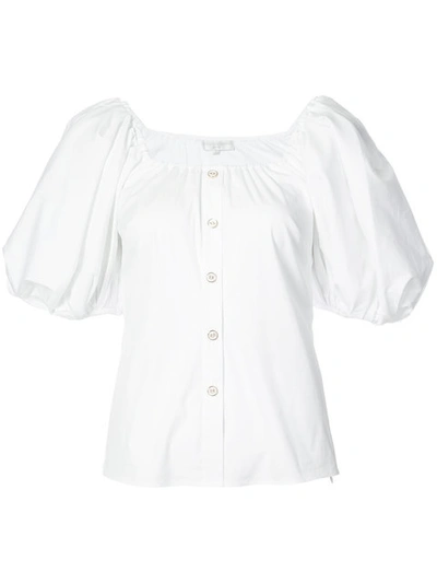 Caroline Constas Over-sized Sleeve Blouse In White