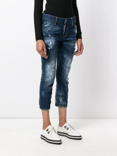 Shop Dsquared2 'cool Girl' Cropped-jeans In Blue