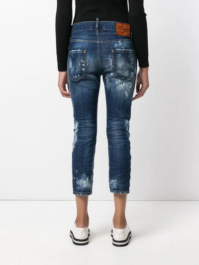 Shop Dsquared2 'cool Girl' Cropped-jeans In Blue