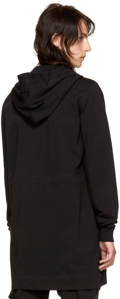 Shop Rick Owens Black Drawstring Hoodie