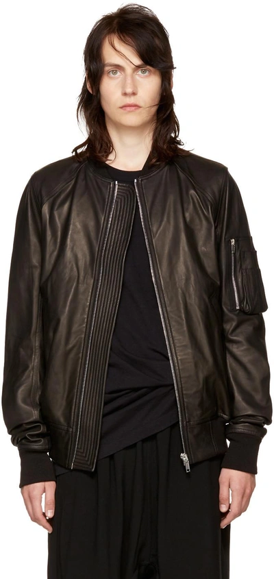 Rick Owens 18ss LEATHER RAGLAN BOMBER 46 | bumblebeebight.ca