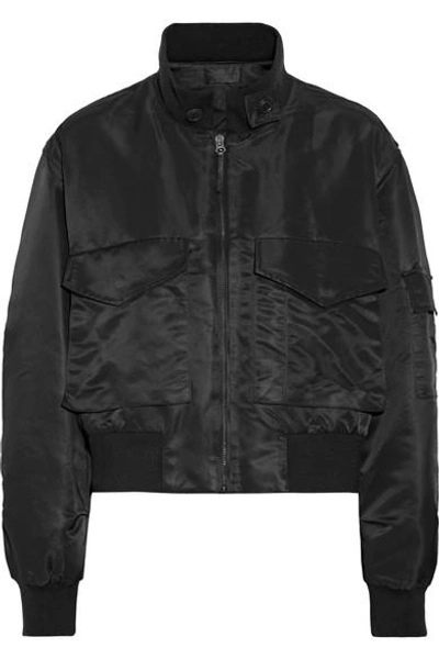 Shop Nili Lotan Mcguire Satin-twill Bomber Jacket In Black