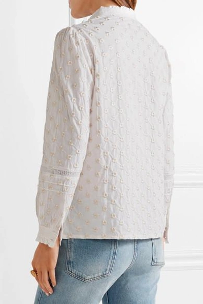 Shop Needle & Thread Ditsy Embroidered Cotton Blouse In White