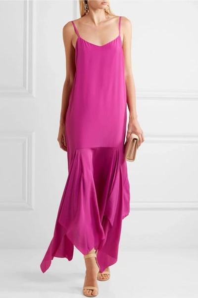 Shop Solace London Wyatt Asymmetric Crepe Midi Dress In Pink