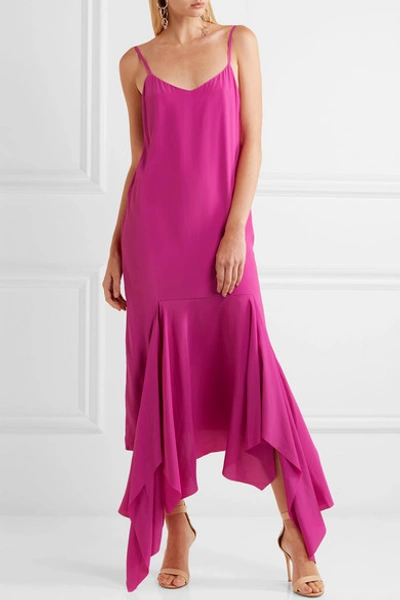 Shop Solace London Wyatt Asymmetric Crepe Midi Dress In Pink