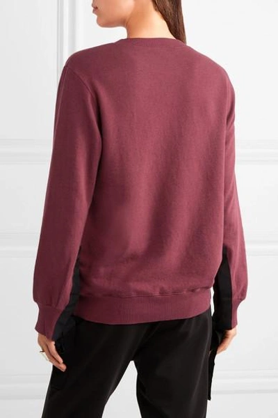 Shop Clu Grosgrain Bow-embellished Cotton-jersey Sweatshirt In Burgundy