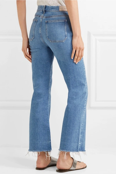 Shop M.i.h. Jeans Lou Frayed Cropped High-rise Flared Jeans