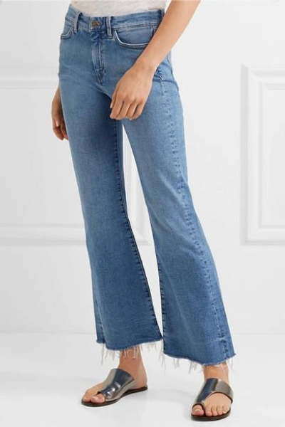 Shop M.i.h. Jeans Lou Frayed Cropped High-rise Flared Jeans
