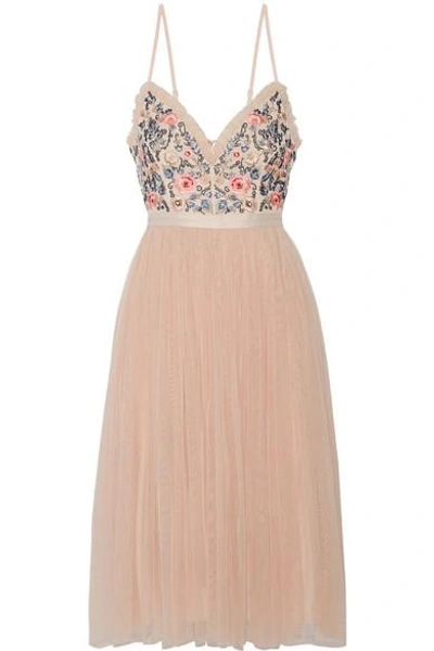 Shop Needle & Thread Whisper Open-back Embellished Chiffon And Tulle Dress