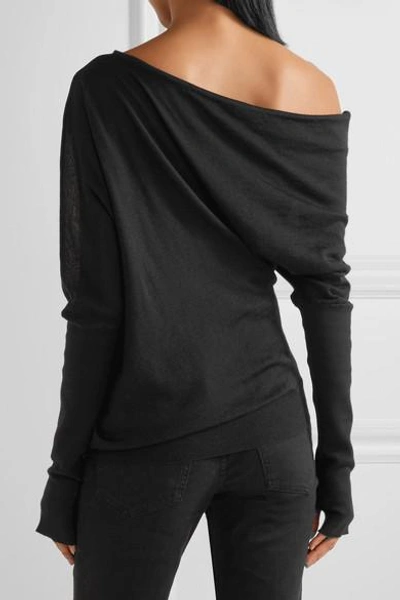 Shop Tom Ford One-shoulder Draped Cashmere And Silk-blend Sweater In Black