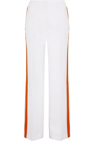 Shop Victoria Victoria Beckham Striped Crepe Wide-leg Pants In White