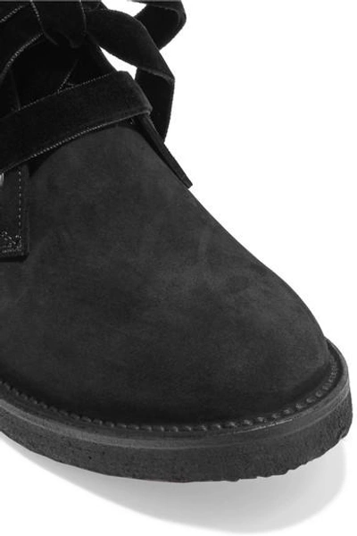 Shop Rupert Sanderson Lester Velvet-trimmed Suede Ankle Boots