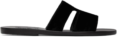 Shop Ancient Greek Sandals Black Velvet Aptero Sandals