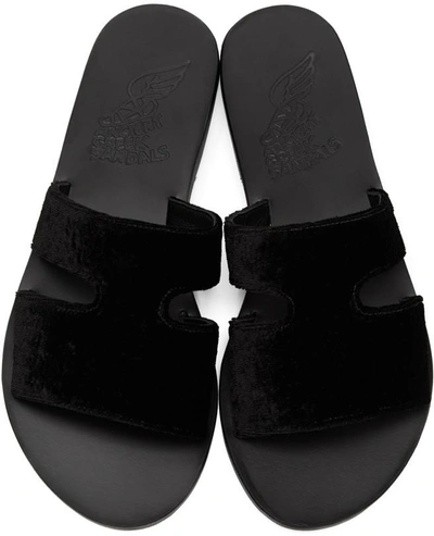Shop Ancient Greek Sandals Black Velvet Aptero Sandals