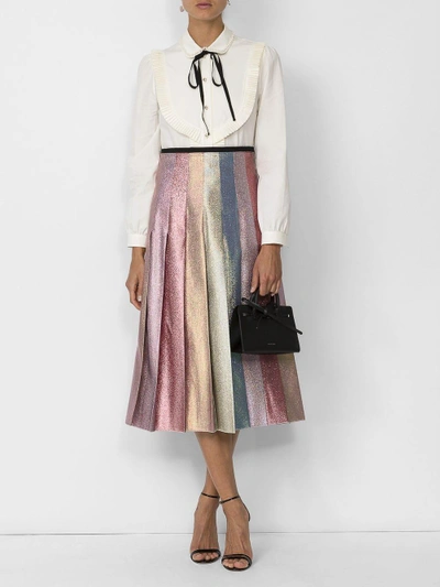 Shop Gucci Pleated Multicolor Lurex Skirt