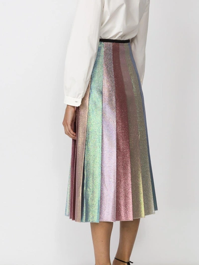 Shop Gucci Pleated Multicolor Lurex Skirt