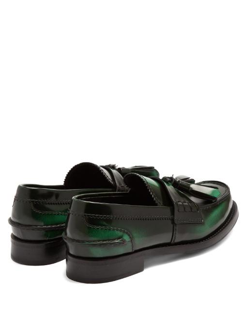 Prada Tassel Leather Loafers In Green | ModeSens