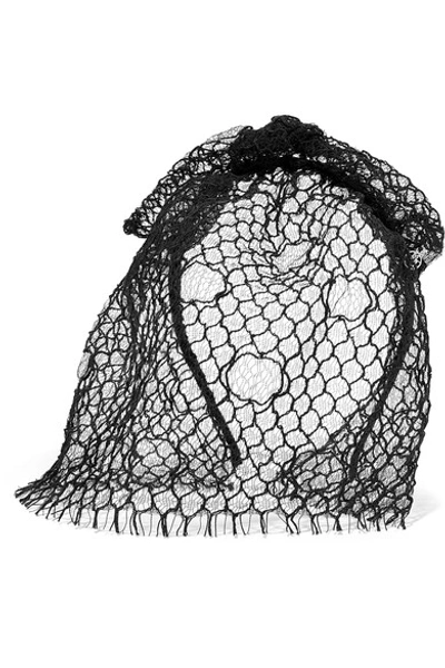 Maison Michel Tina Veiled Headband In Black