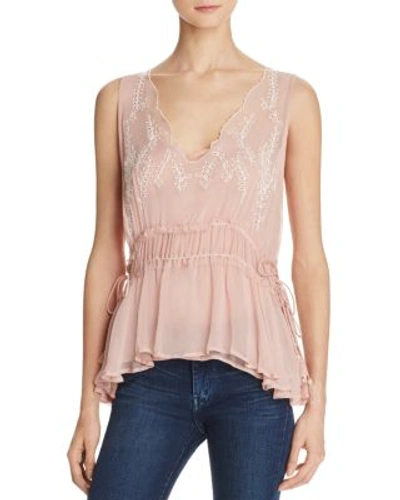 Shop Ella Moss Trellis Vine Embroidered Top In Blush