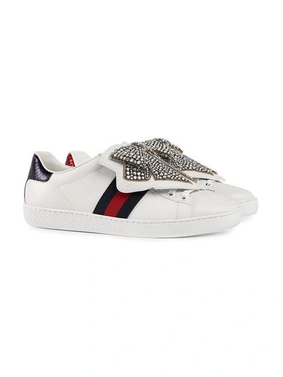 Shop Gucci Ace Sneaker With Removable Embroideries In White