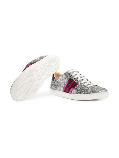 Shop Gucci Ace Glitter Low-top Sneaker - Farfetch In 8167 Silver