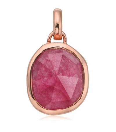 Monica Vinader Siren Medium Bezel Pink Quartz Pendant In Pink/ Rose Gold