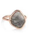 Monica Vinader Siren Nugget Semiprecious Stacking Ring In Grey Agate/ Rose Gold