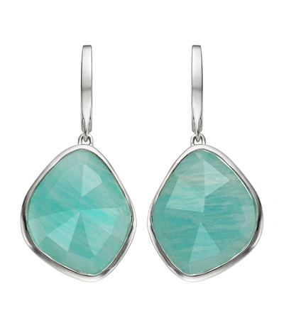 Monica Vinader Siren Nugget Semiprecious Stone Drop Earrings In Silver/ Amazonite
