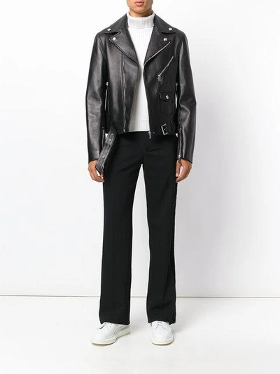 Versace Leather Biker Jacket | ModeSens