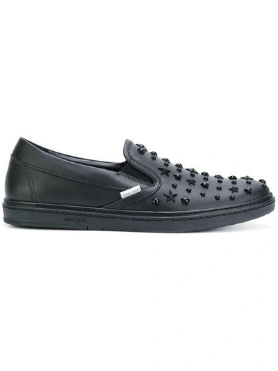Shop Jimmy Choo 'grove' Studded Slip On Sneakers In Black