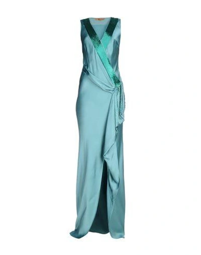 John Galliano Long Dress In Turquoise