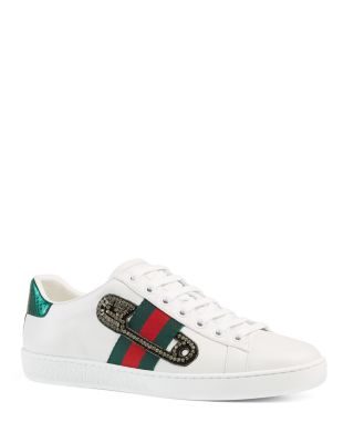gucci ace embellished leather sneakers
