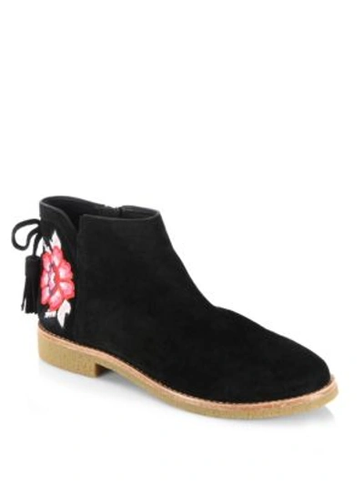 Shop Kate Spade Embroidered Suede Boots In Black