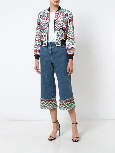 Shop Alice And Olivia Embroidered Cropped Jeans