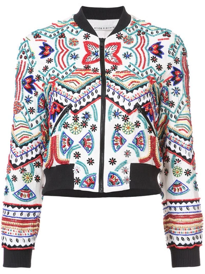 Shop Alice And Olivia Embroidered Fitted Jacket